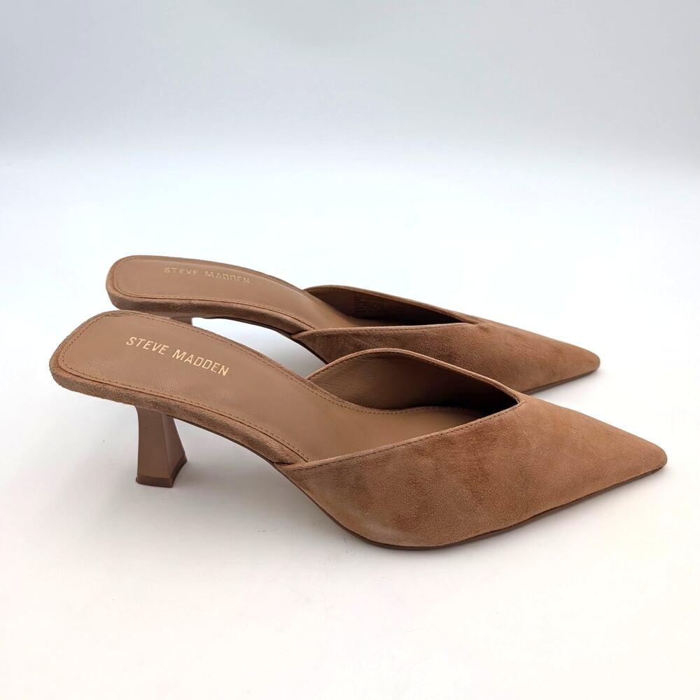 Steve Madden Mod Pointed Toe Leather Mule Shoes Women's Brown Size US9M EU39.5 - Picture 3 of 11